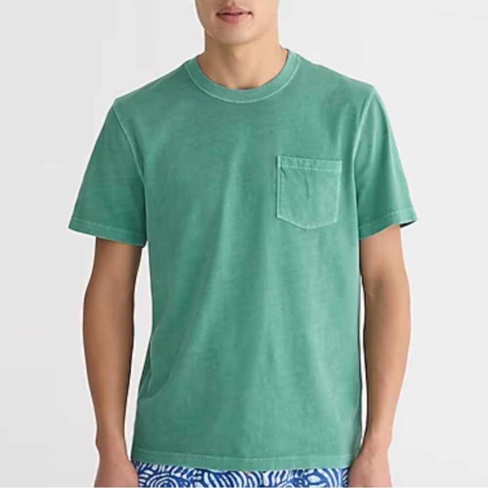 J. Crew Tall Vintage-wash Cotton Pocket T-shirt Peacock Green